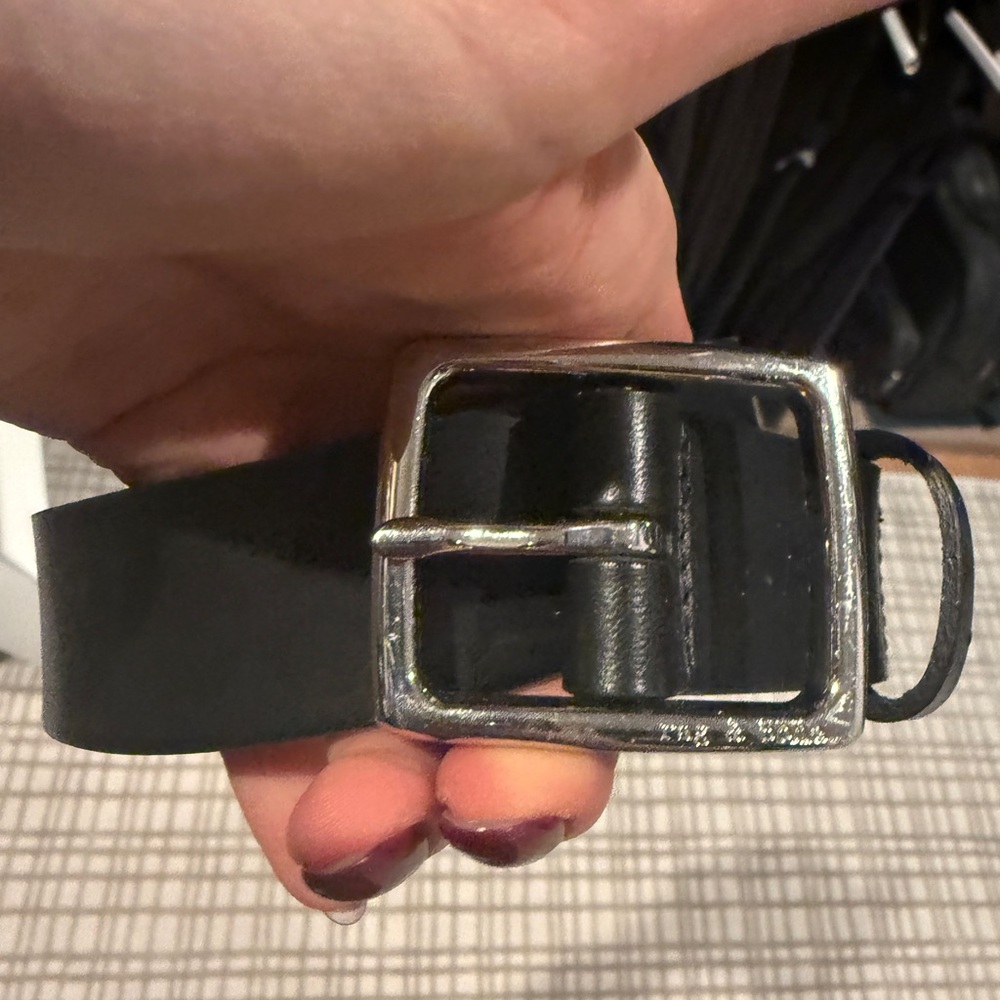 Rag and Bone Boyfriend Belt- Black Leather Belt with Silver Buckle - Picture 6 of 7